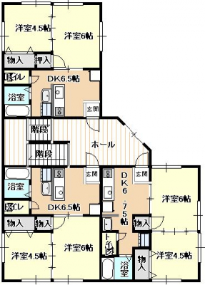 間取り図（販１マンション）　1F・2F共通の間取です。全居室洋室の2DK。