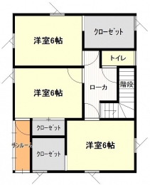 間取り図（販１戸建）　2階は洋室3部屋。全居室収納あり。