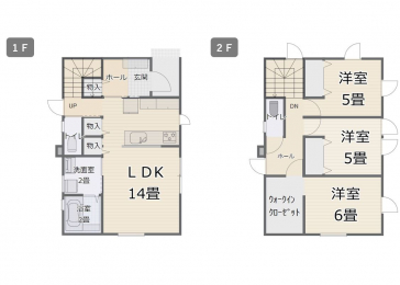 間取り図（販N)　2階は洋室3部屋。全居室収納あり。