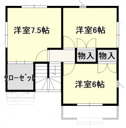 間取り図（販１戸建）　2階は洋室3部屋。全室2面採光です。