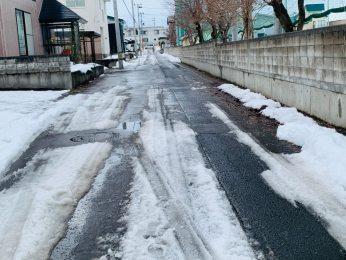 前面道路含む現地写真　前面道路冬季除雪入ります。
