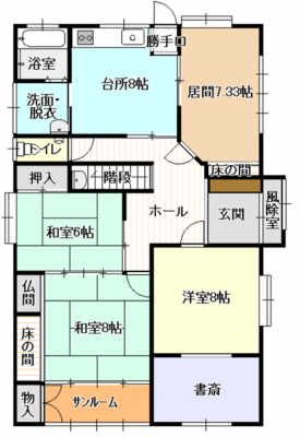 �Ԏ��}�i�̂P�ˌ��j�@1�K�͋����̑��ɃT�����[���⏑�ւ�����܂��B